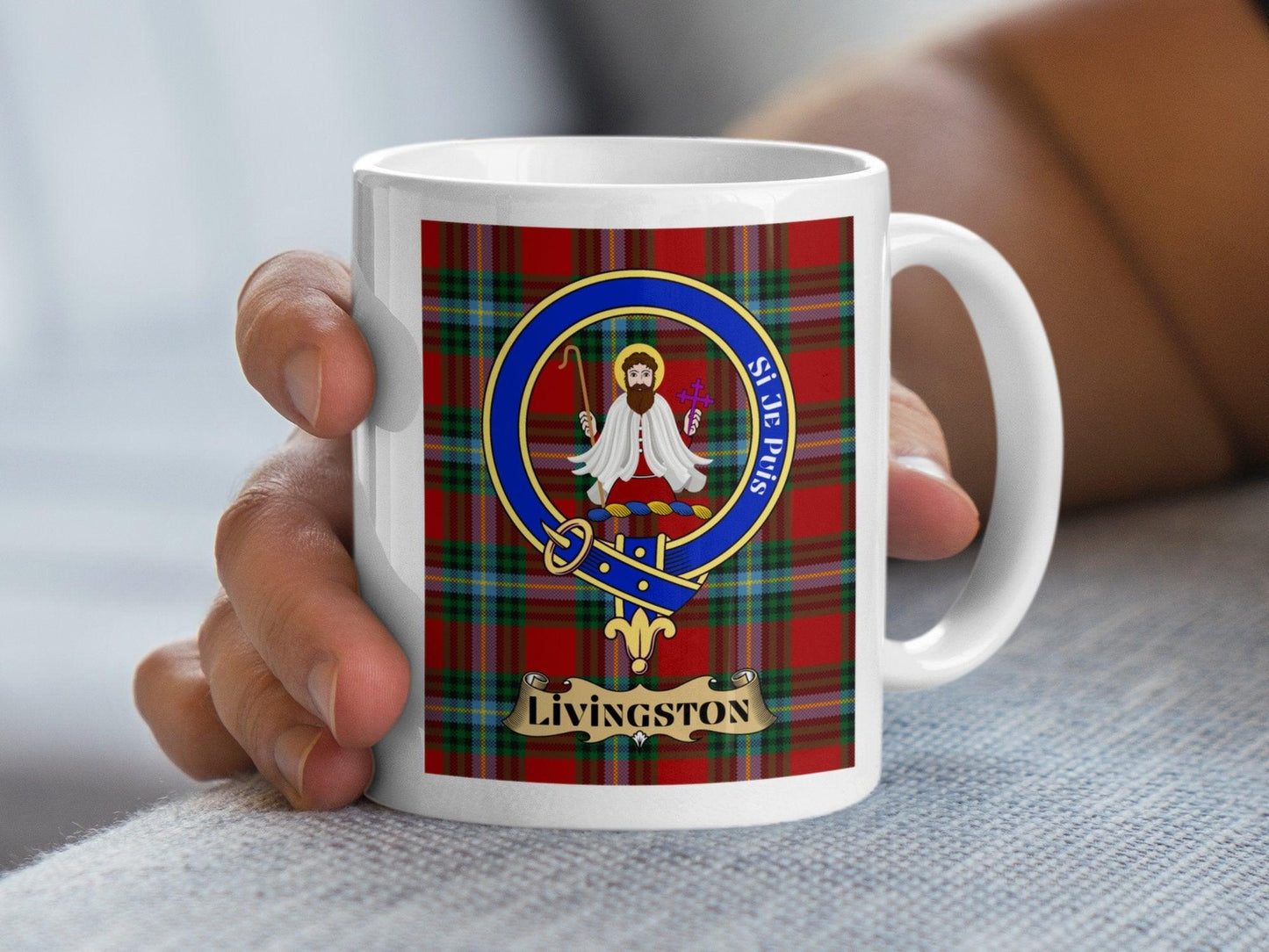 Livingston Scottish Clan Crest Plaid Tartan Design Mug - Living Stone Gifts