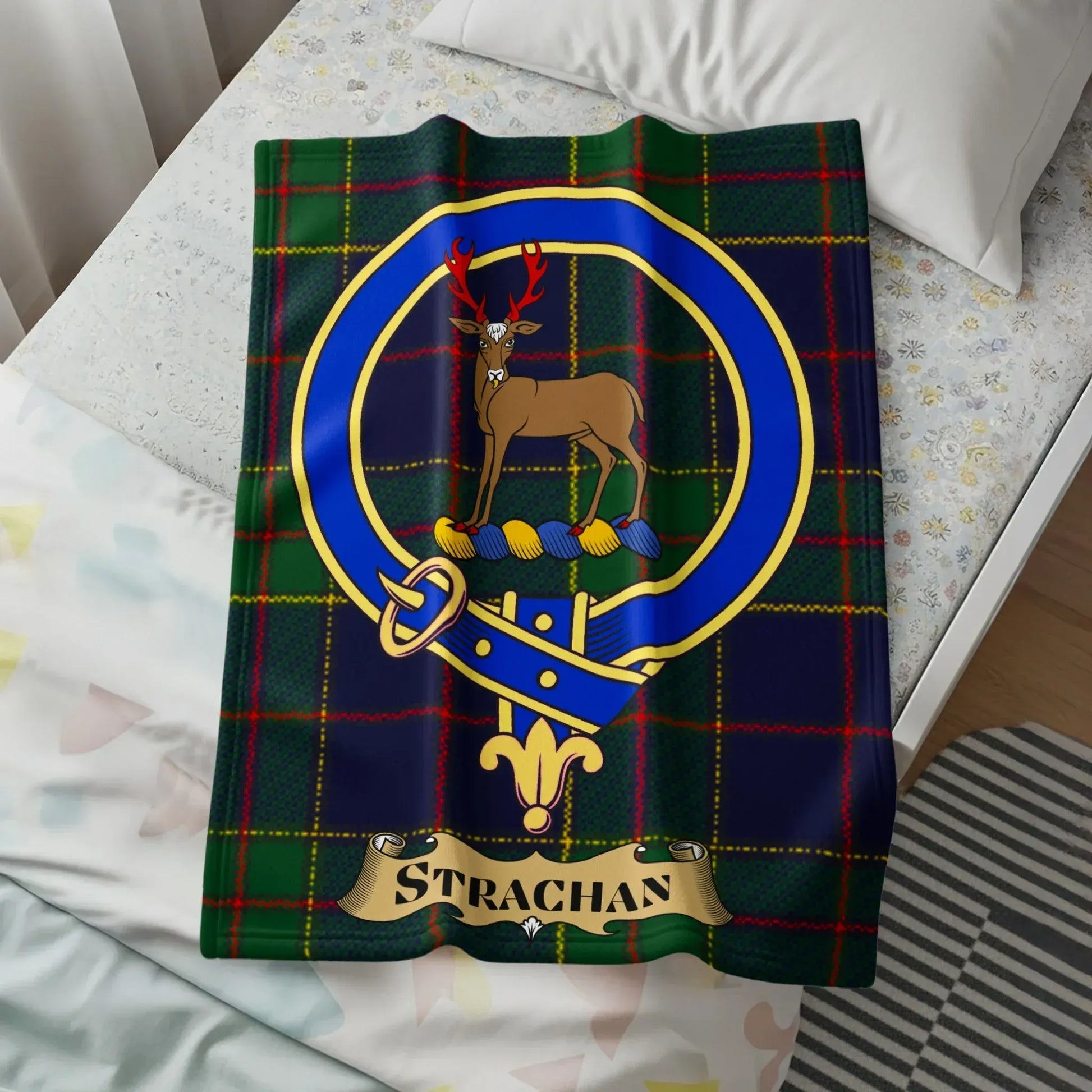Scottish Tartan Strachan Crest Design Blanket product