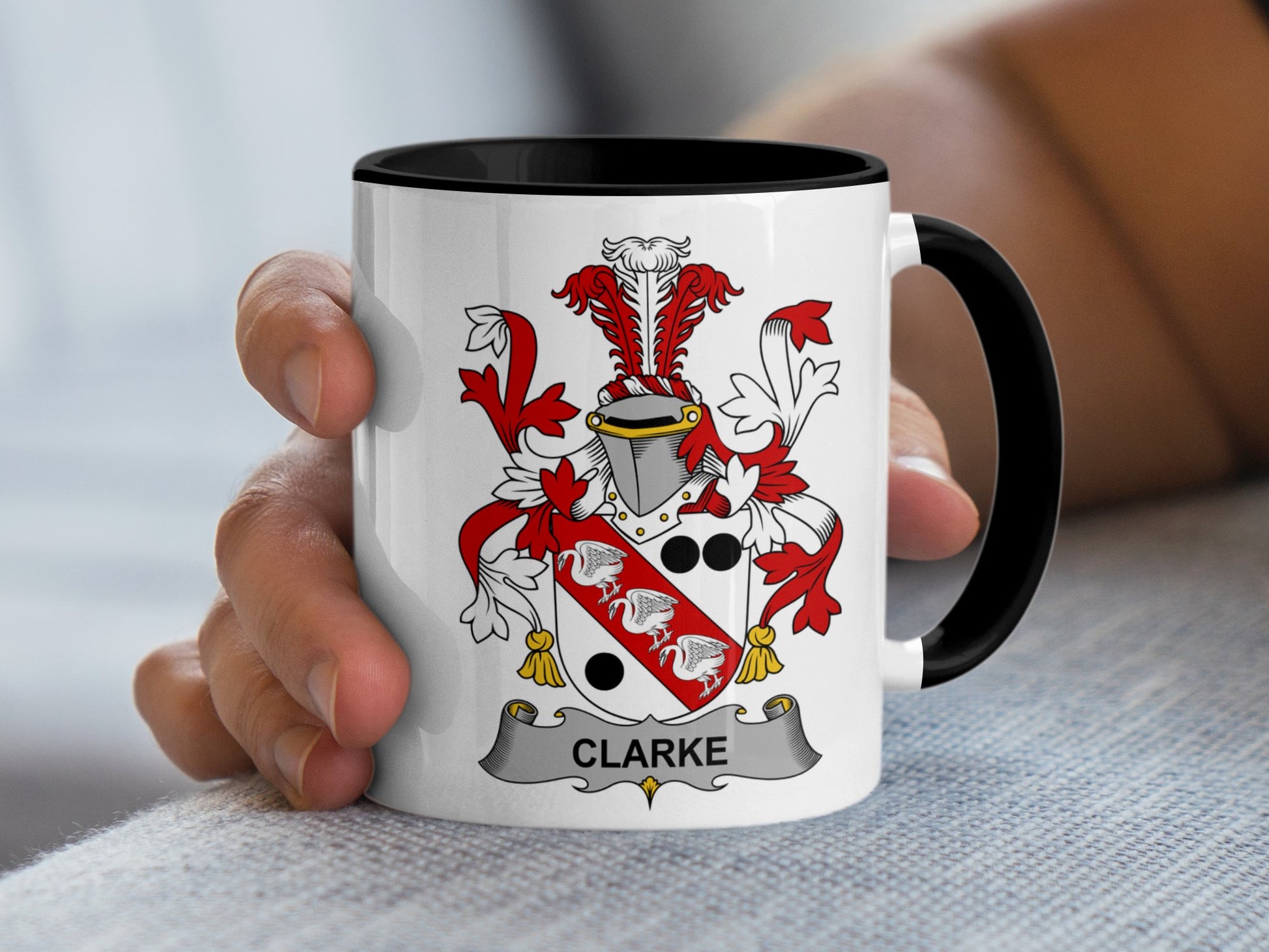 Clarke Family Crest Detailed Heraldic Irish Mug - Living Stone Gifts