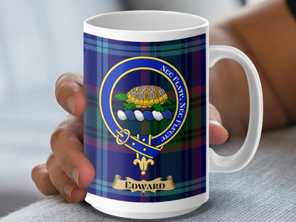 Attractive Edward Clan Crest Plaid Tartan Scottish Mug - Living Stone Gifts