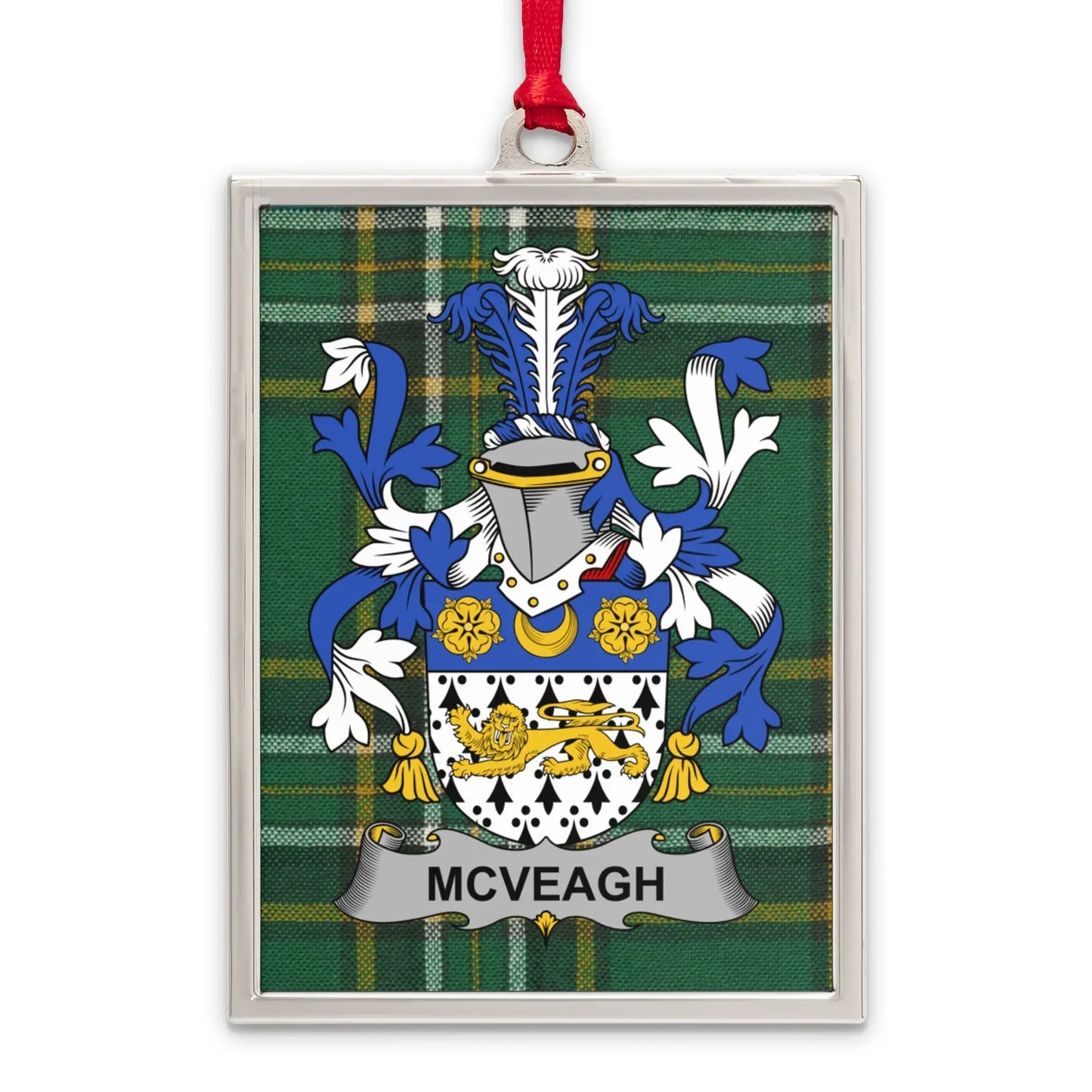 McVeagh Coat of Arms Plaid Background Ornament product