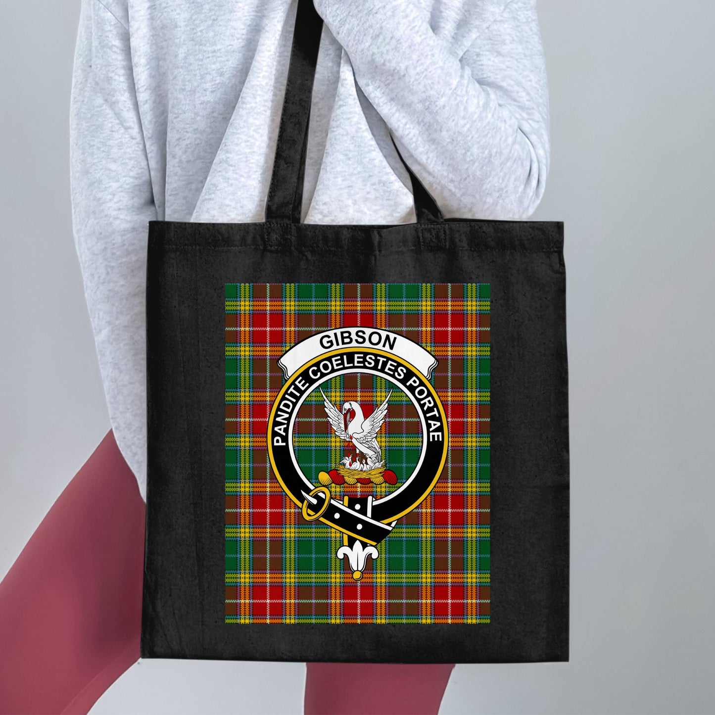 Gibson Clan Coelestes Portae Tartan Background Tote Bag - Living Stone Gifts