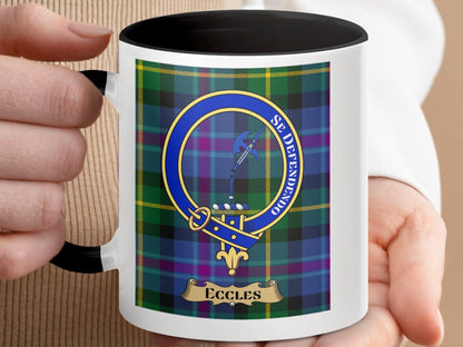 Scottish Clan Eccles Crest Tartan Plaid Emblem Mug - Living Stone Gifts