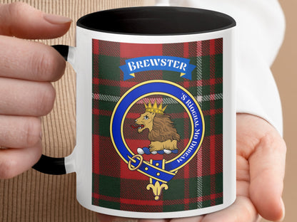 Royal Lion Brewster Family Crest Highland Tartan Mug - Living Stone Gifts