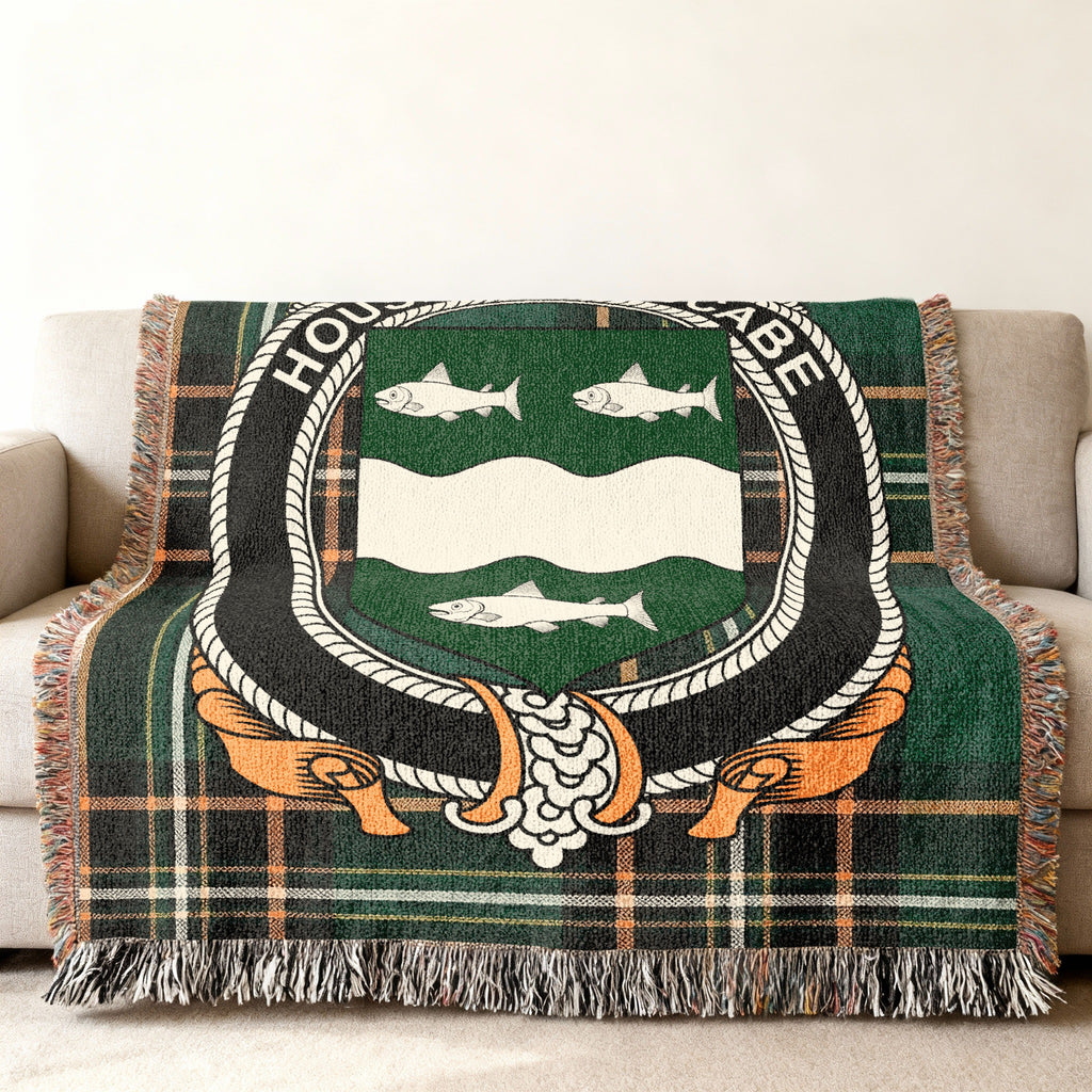MacCabe Irish National Tartan woven blanket displayed on a sofa