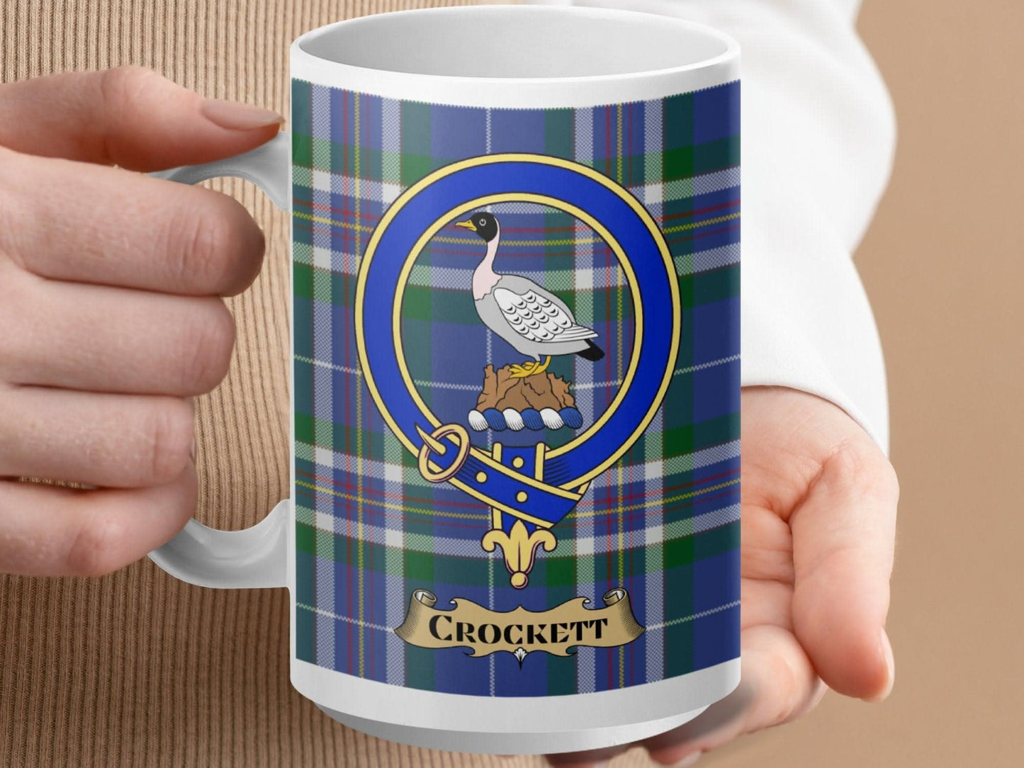 Blue Pinstripe Plaid Decorative Crockett Mug product type