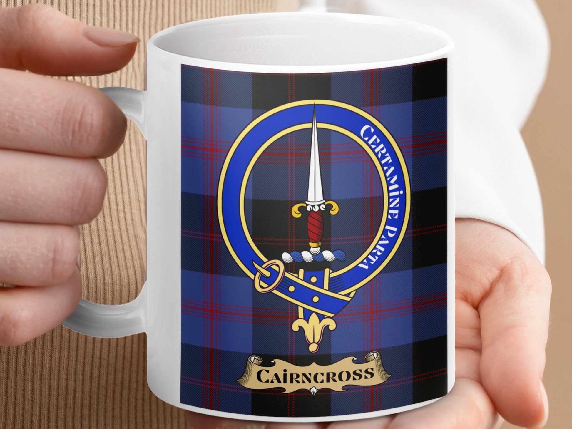 Clan Cairncross Scottish Tartan Crest Mug - Living Stone Gifts