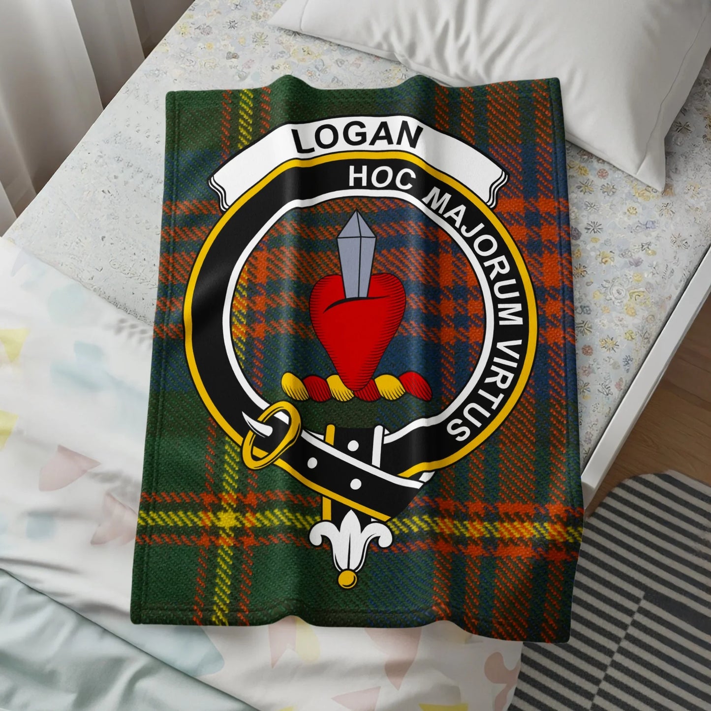 Logan Family Crest Plaid Blanket Logo Design product