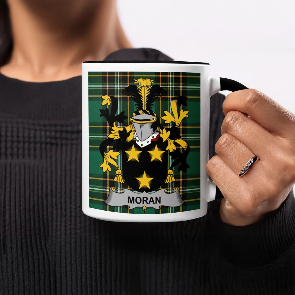 Moran Irish heritage mug with black handle and interior