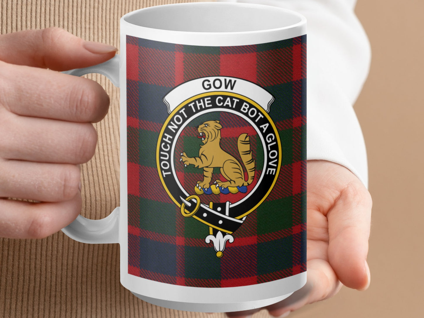 Clan Gow Scottish Tartan Crest Emblem Mug - Living Stone Gifts