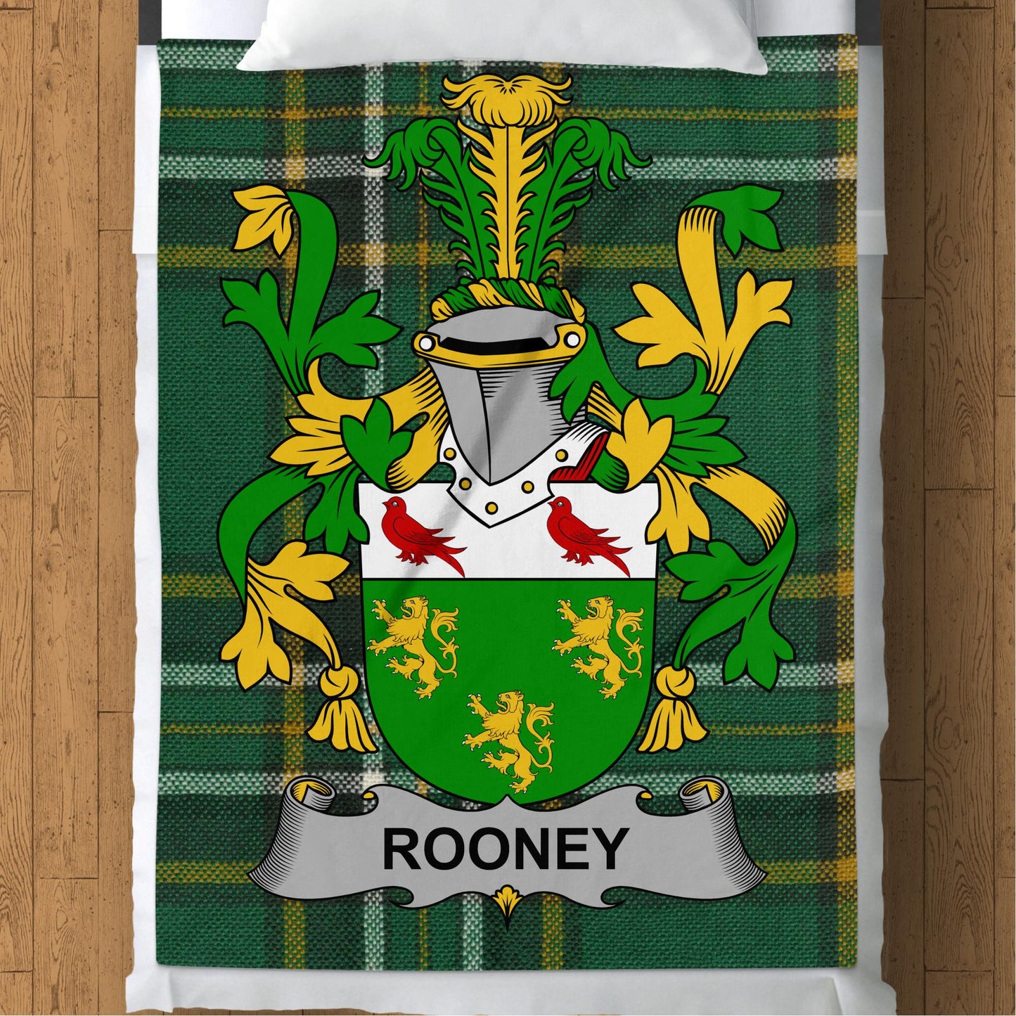 Rooney Surname Irish Tartan Throw Blanket - Living Stone Gifts