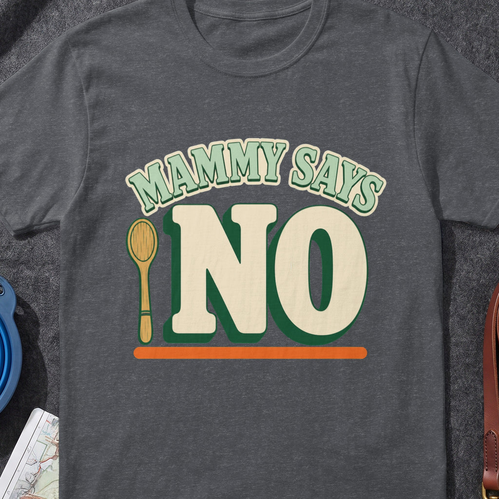 Mammy Says No Wooden Spoon Irish graphic T-shirt in Dark Heather Grey