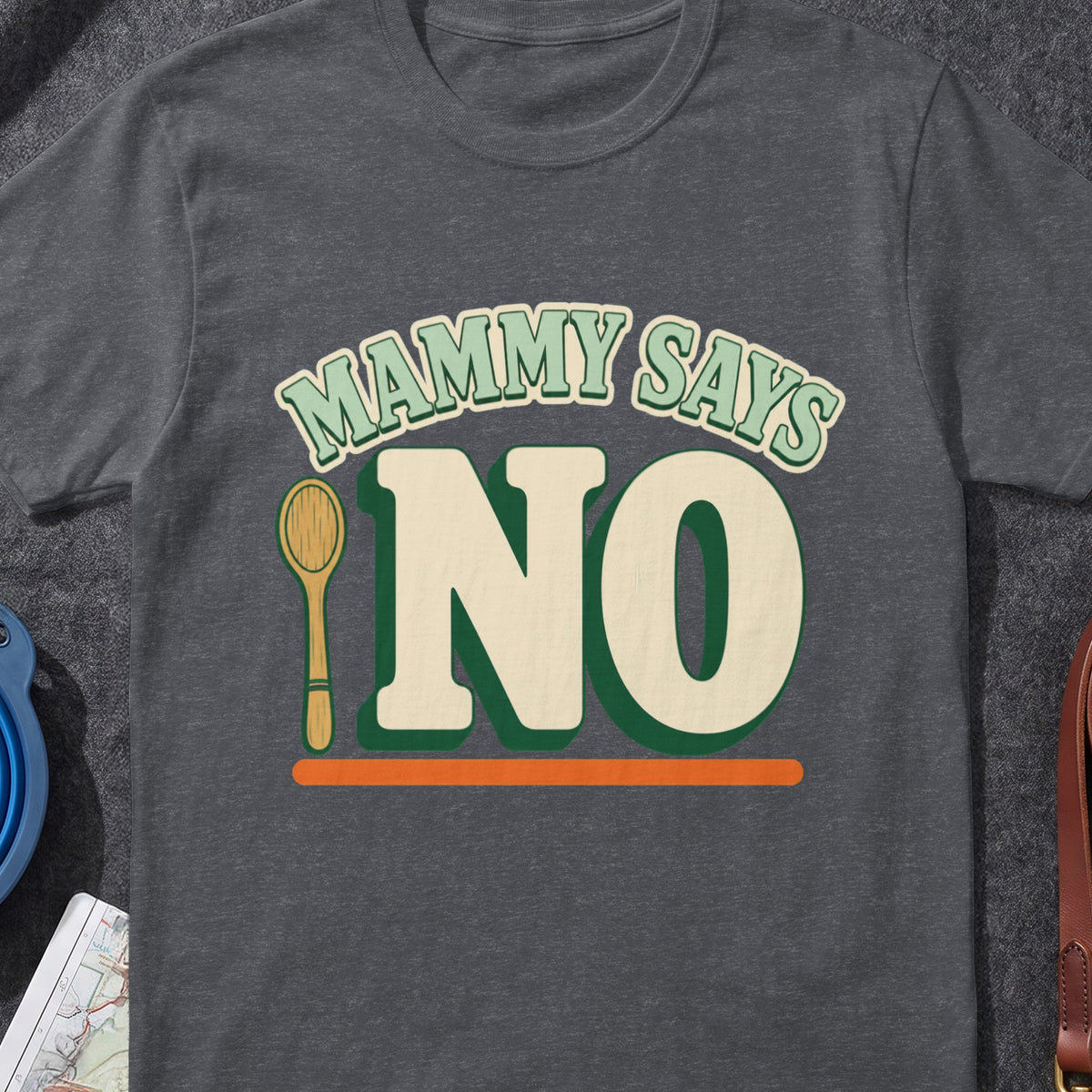 Mammy Says No Wooden Spoon Irish graphic T-shirt in Dark Heather Grey