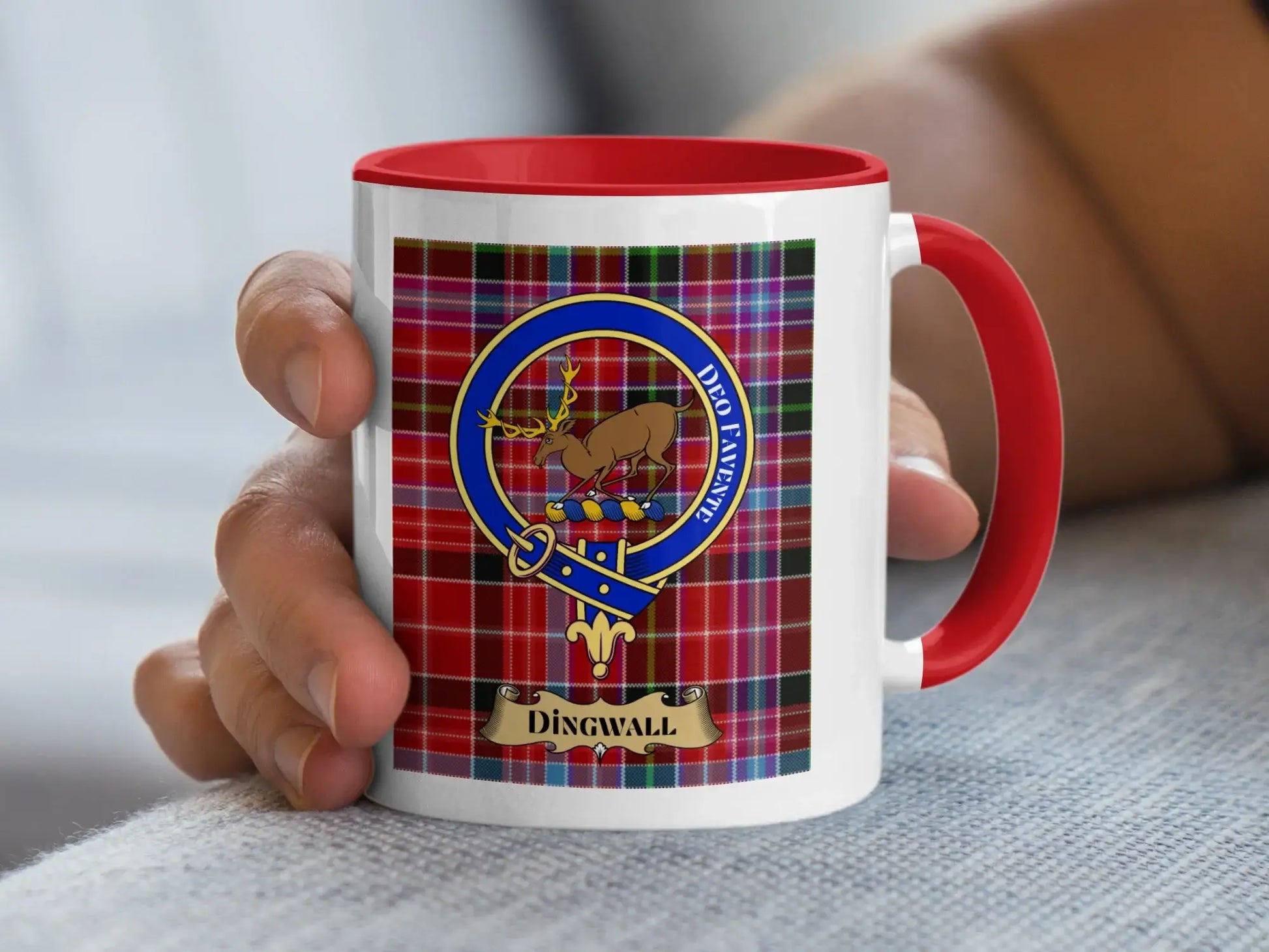 Dingwall Clan Tartan and Crest Design Ceramic Mug