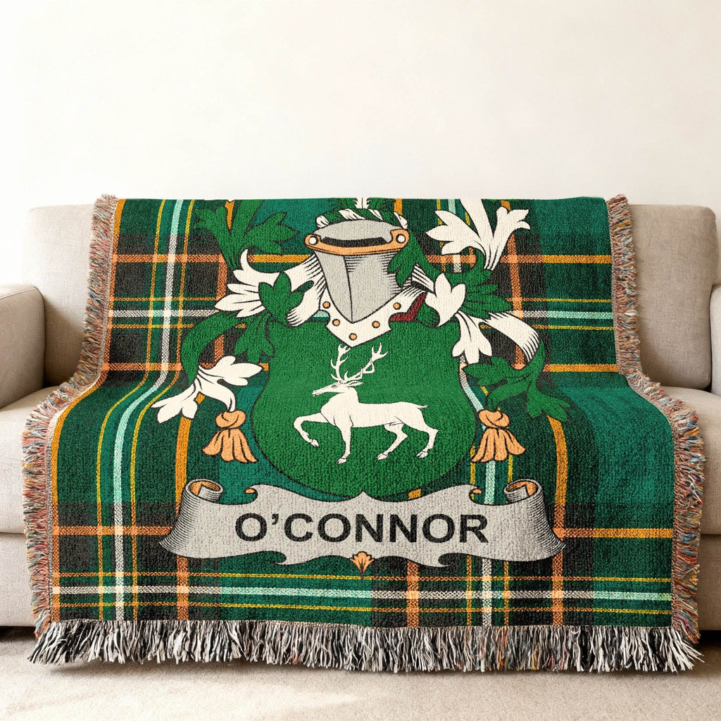 O'Connor Crest Green Plaid Fringed Throw product type