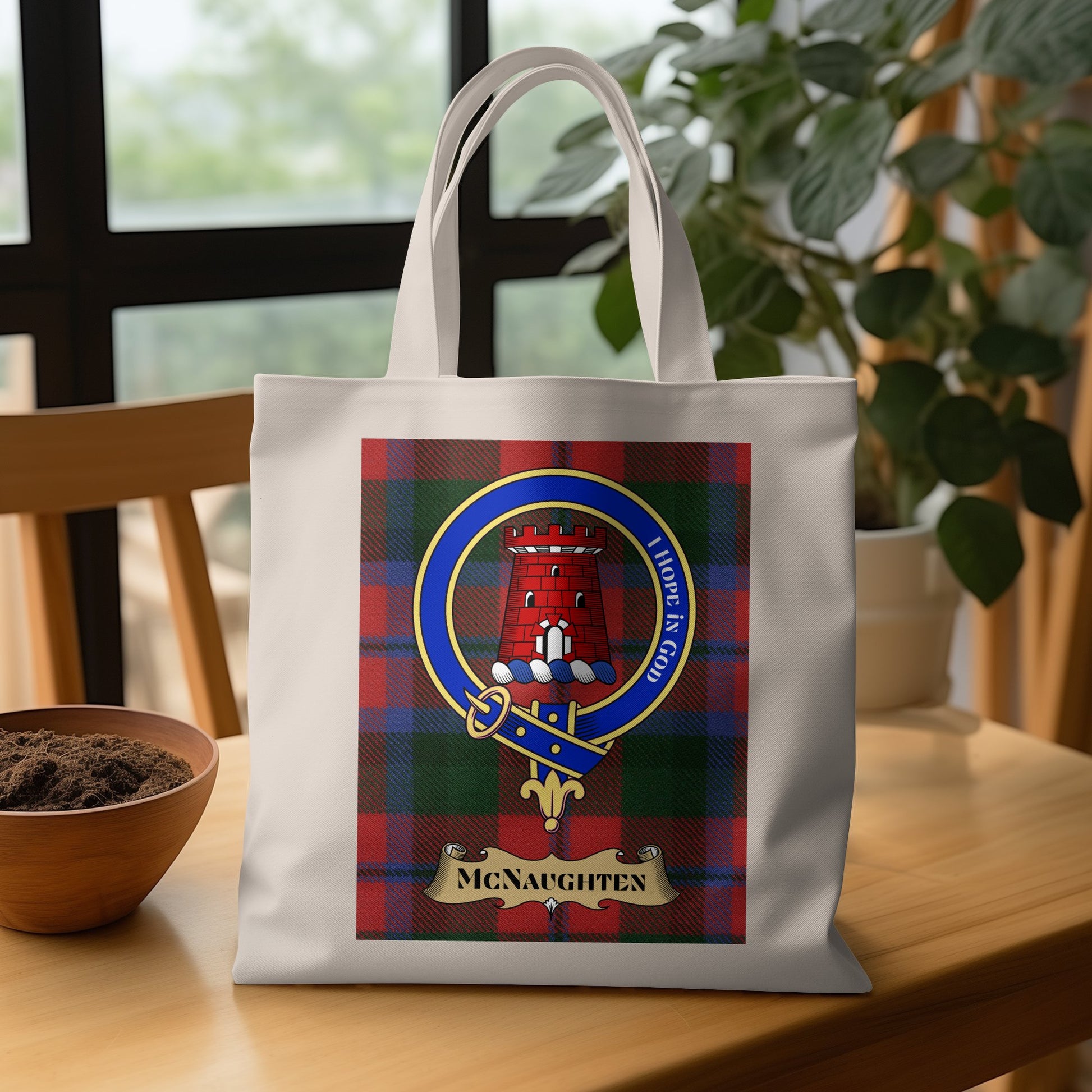 Traditional Scottish Clan Badge McNaughten Tote Bag - Living Stone Gifts