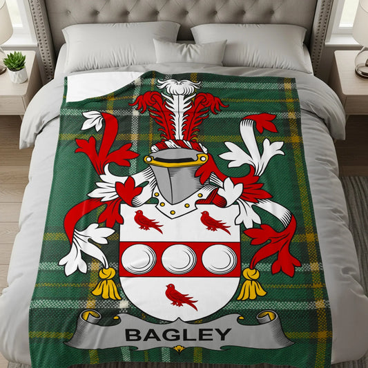 Personalized Family Crest Green Bagley Blanket product