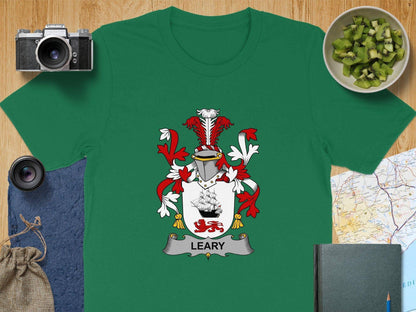 Green T-shirt with Leary Crest Design Unique Product Type