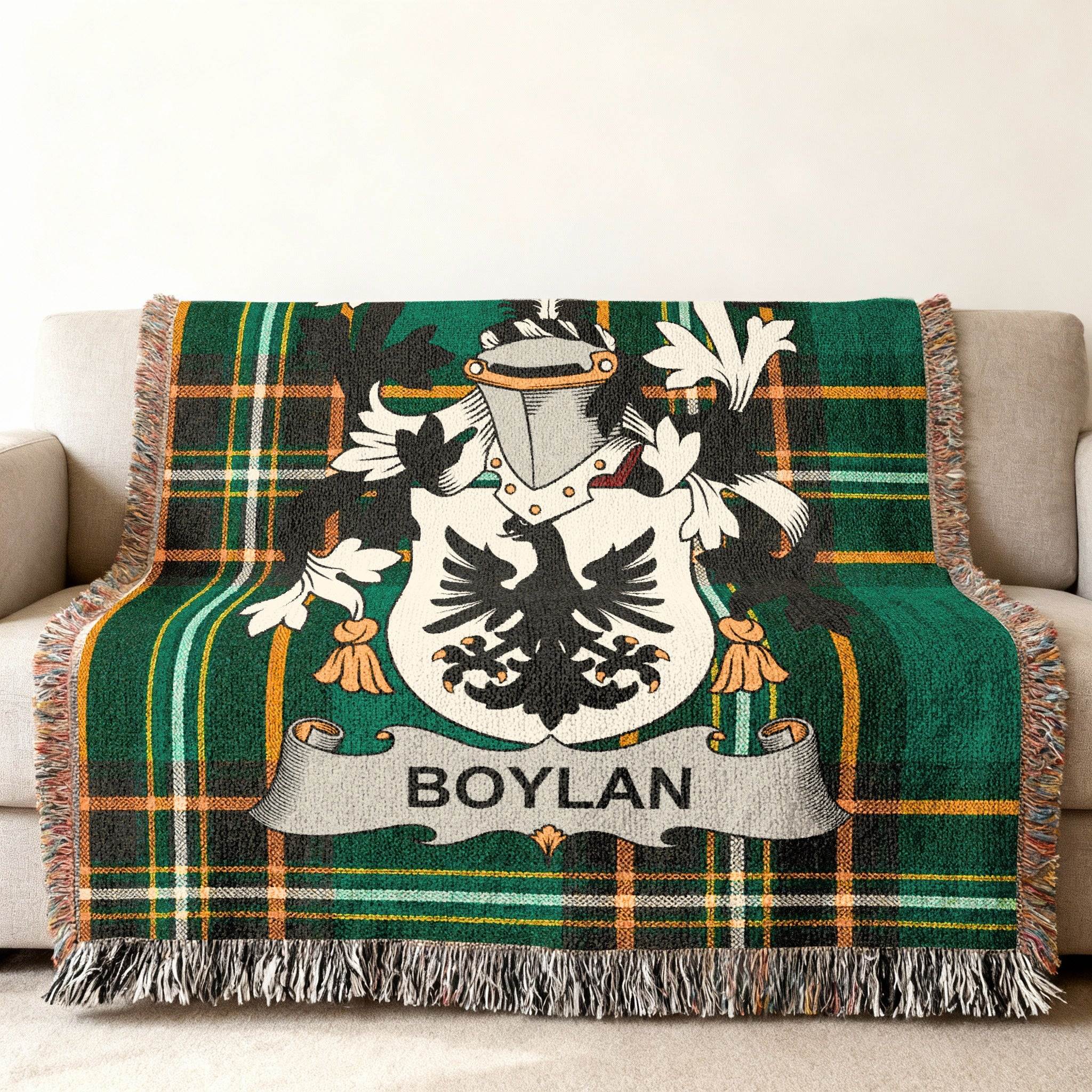 BOYLAN Crest Plaid Tartan Green Black Gold Design product type
