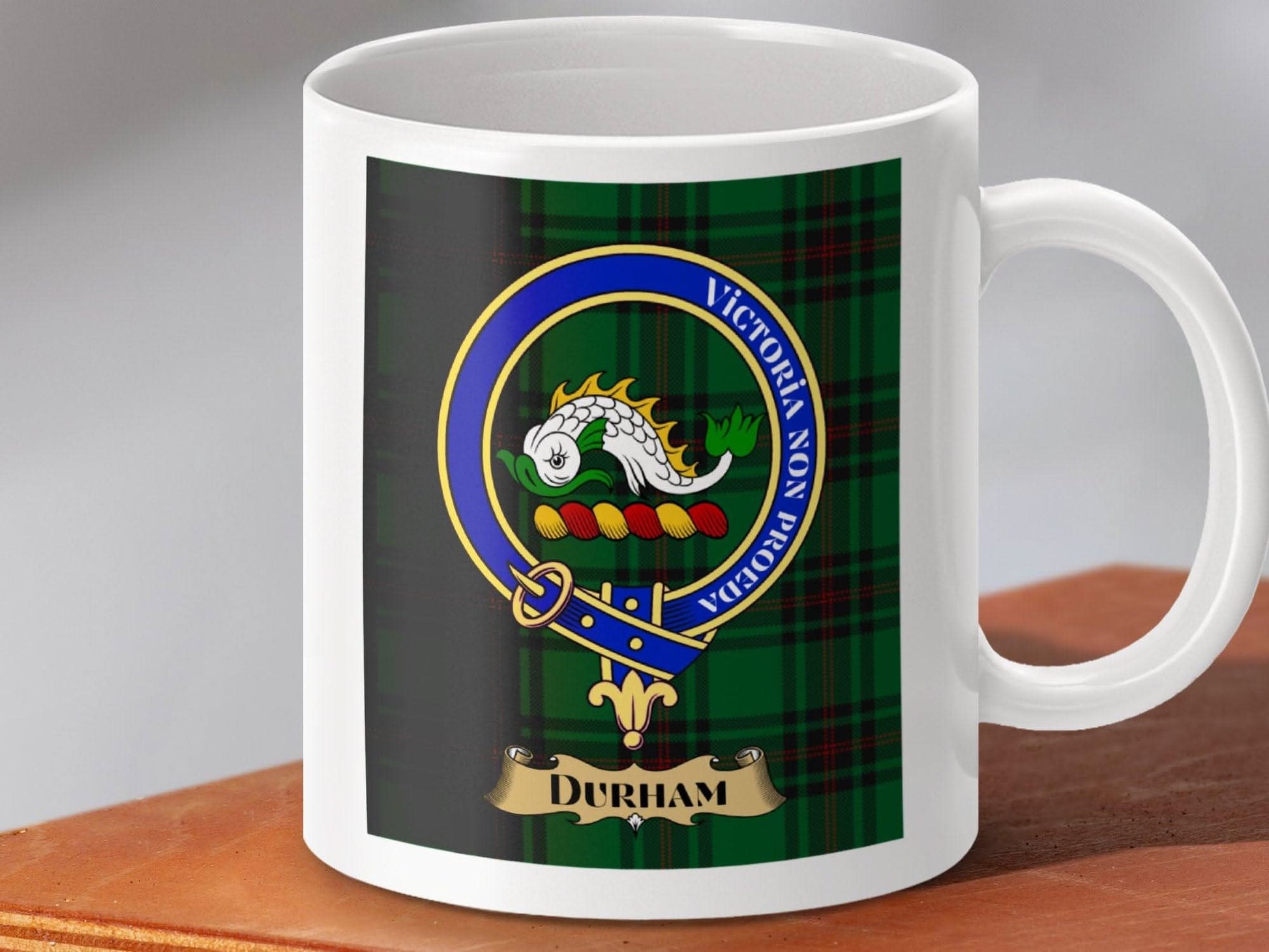 Durham tartan crest design ceramic mug product