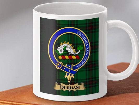 Durham tartan crest design ceramic mug product