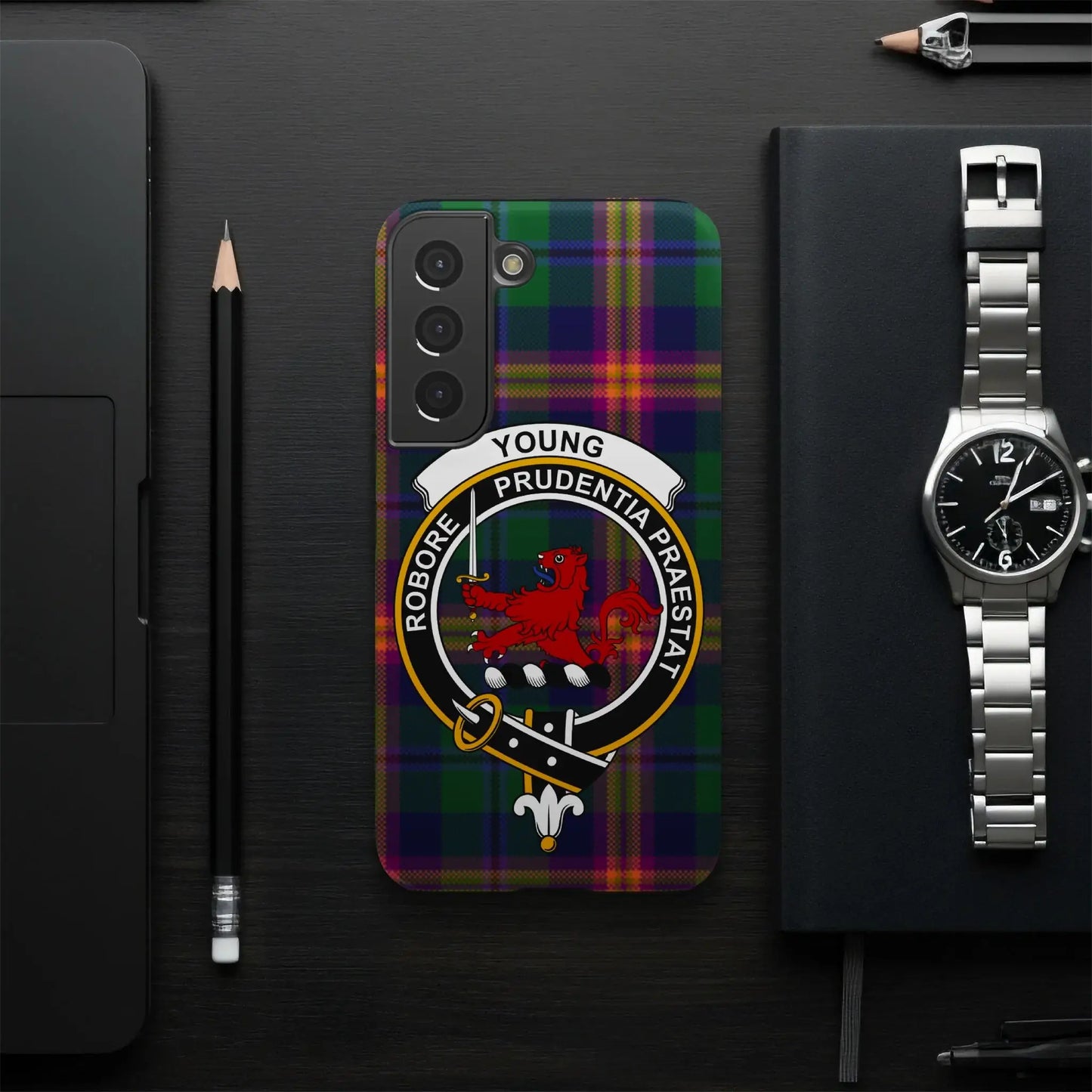 Young Robore Prudential Praestat Tartan Phone Case