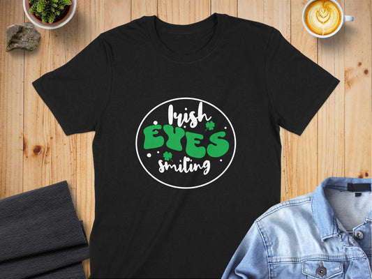 Fun Green Graphic Eyes and Clovers T-Shirt - Living Stone Gifts