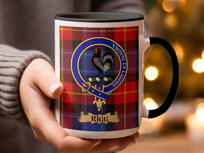 Rigg Scottish Clan Crest Tartan Pattern Mug - Living Stone Gifts