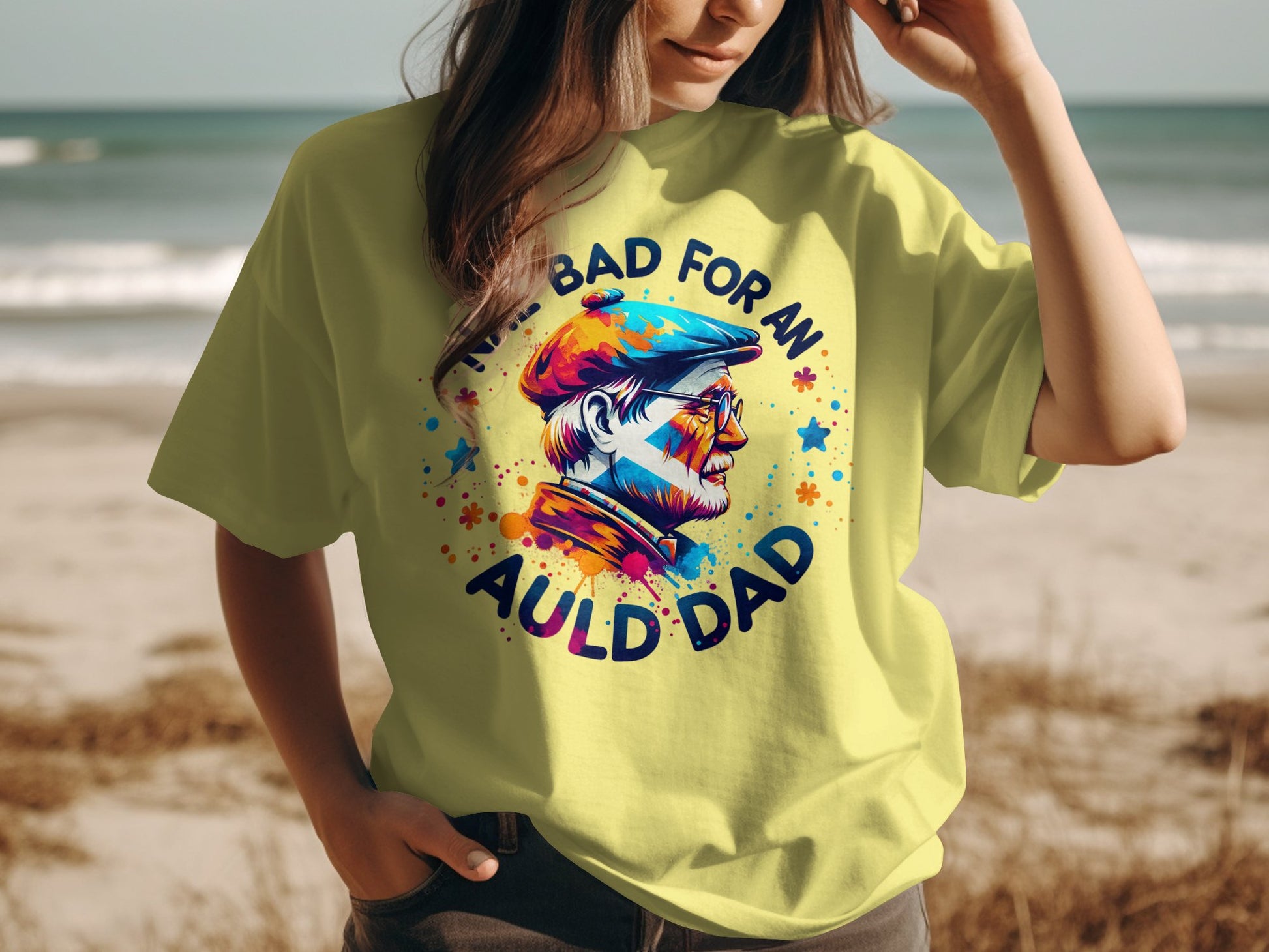 Nae Bad For An Auld Dad Creative Splatter Design T-Shirt - Living Stone Gifts