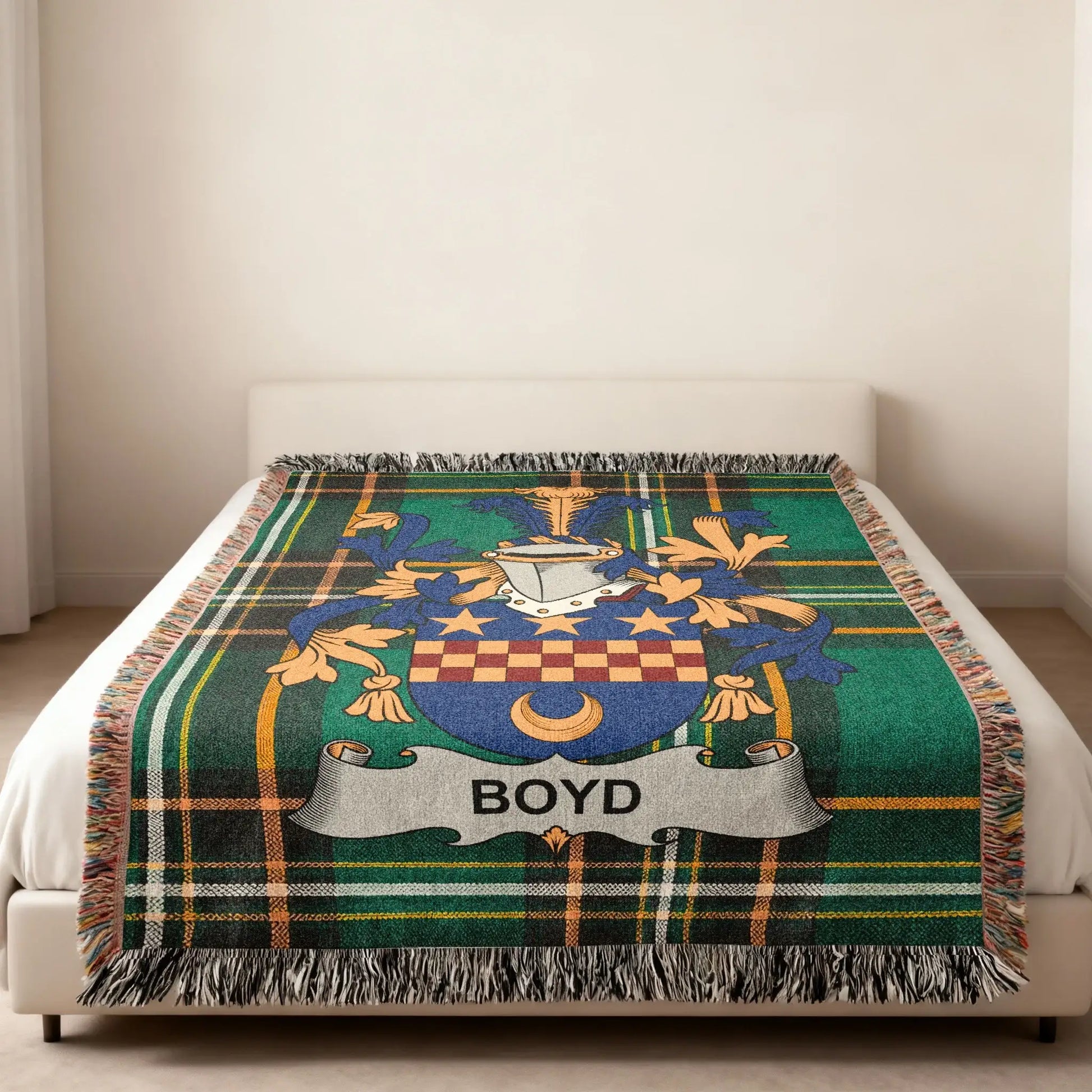 Boyd Family Crest Green Tartan Pattern Blanket product type