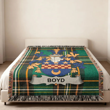 Boyd Family Crest Green Tartan Pattern Blanket product type