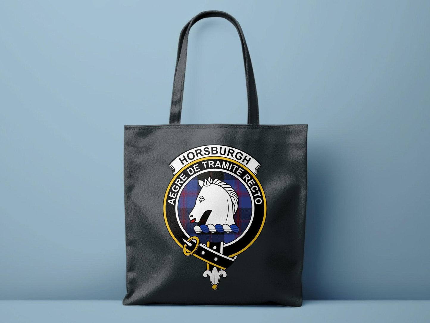 Horsburgh Scottish Clan Crest Tartan Tote Bags - Celtic Ancestry Gifts