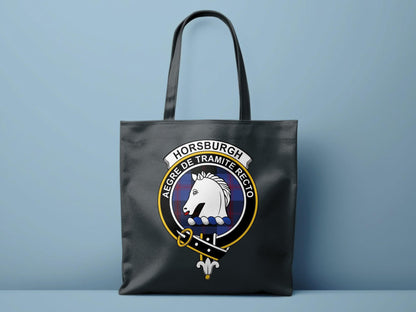Horsburgh Scottish Clan Crest Tartan Tote Bags - Celtic Ancestry Gifts