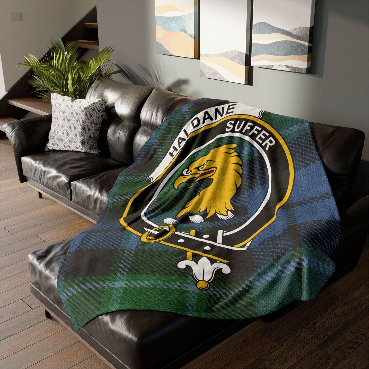 Haldane Clan Tartan Blanket – Scottish Crest Throw, Soft & Cozy - Celtic Ancestry Gifts