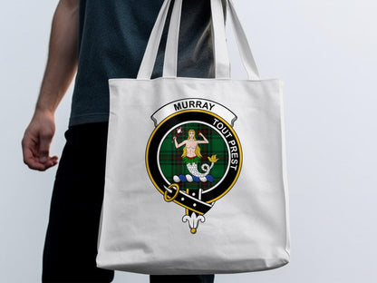 Murray Scottish Clan Crest Tartan Tote Bags - Celtic Ancestry Gifts