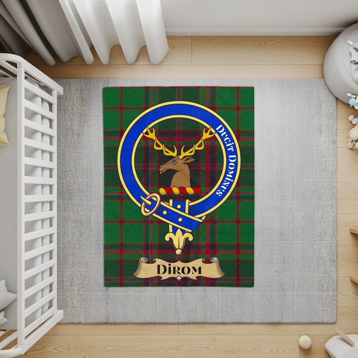 Scottish Clan Crest Deer Stag Tartan Area Rug product