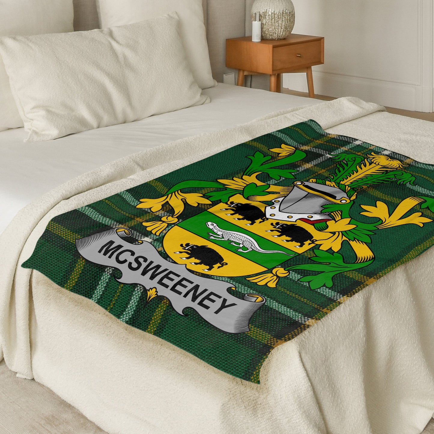 McSweeney Surname Irish Tartan Throw Blanket - Living Stone Gifts