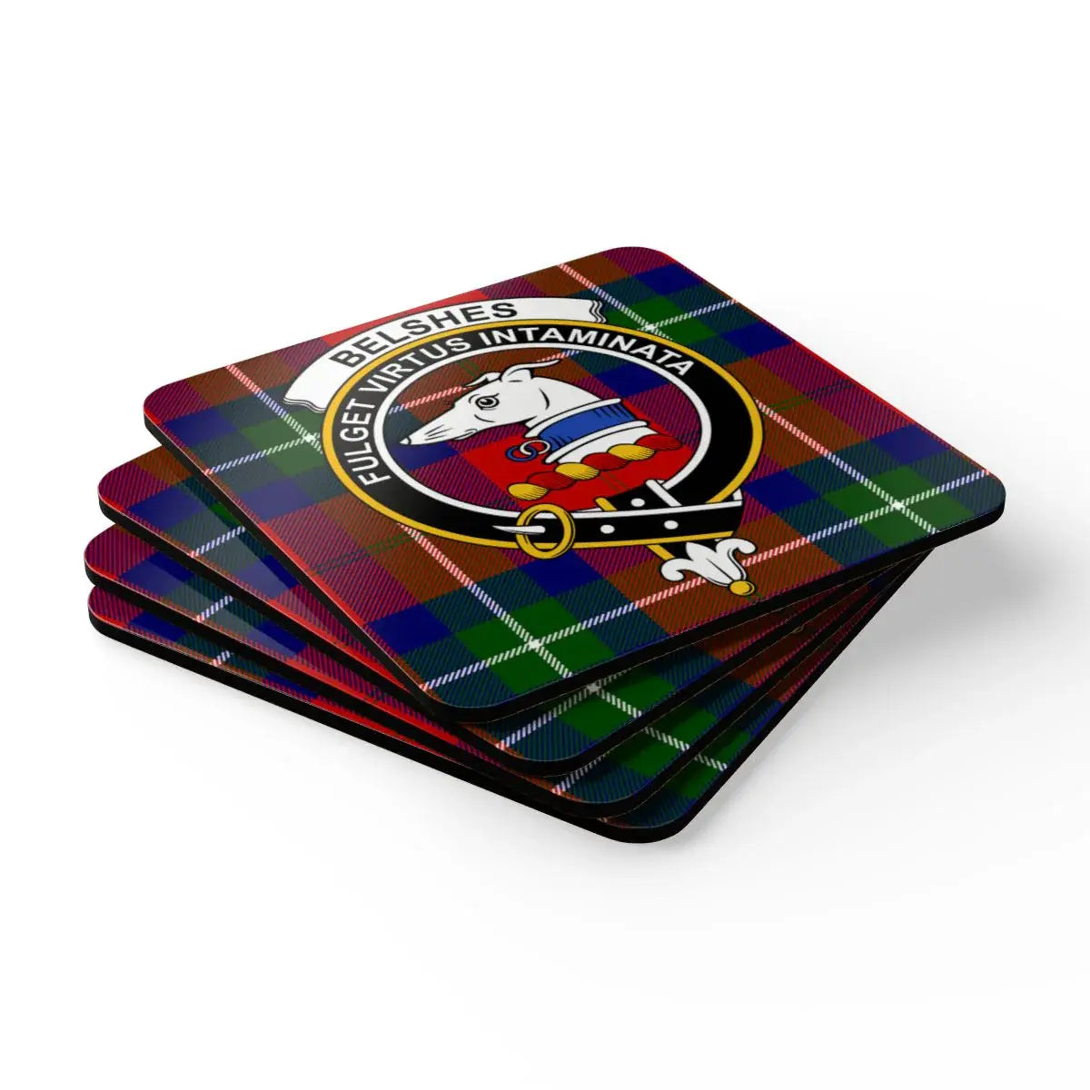 Belshe Clan Pride Plaid Design Coasters Set product