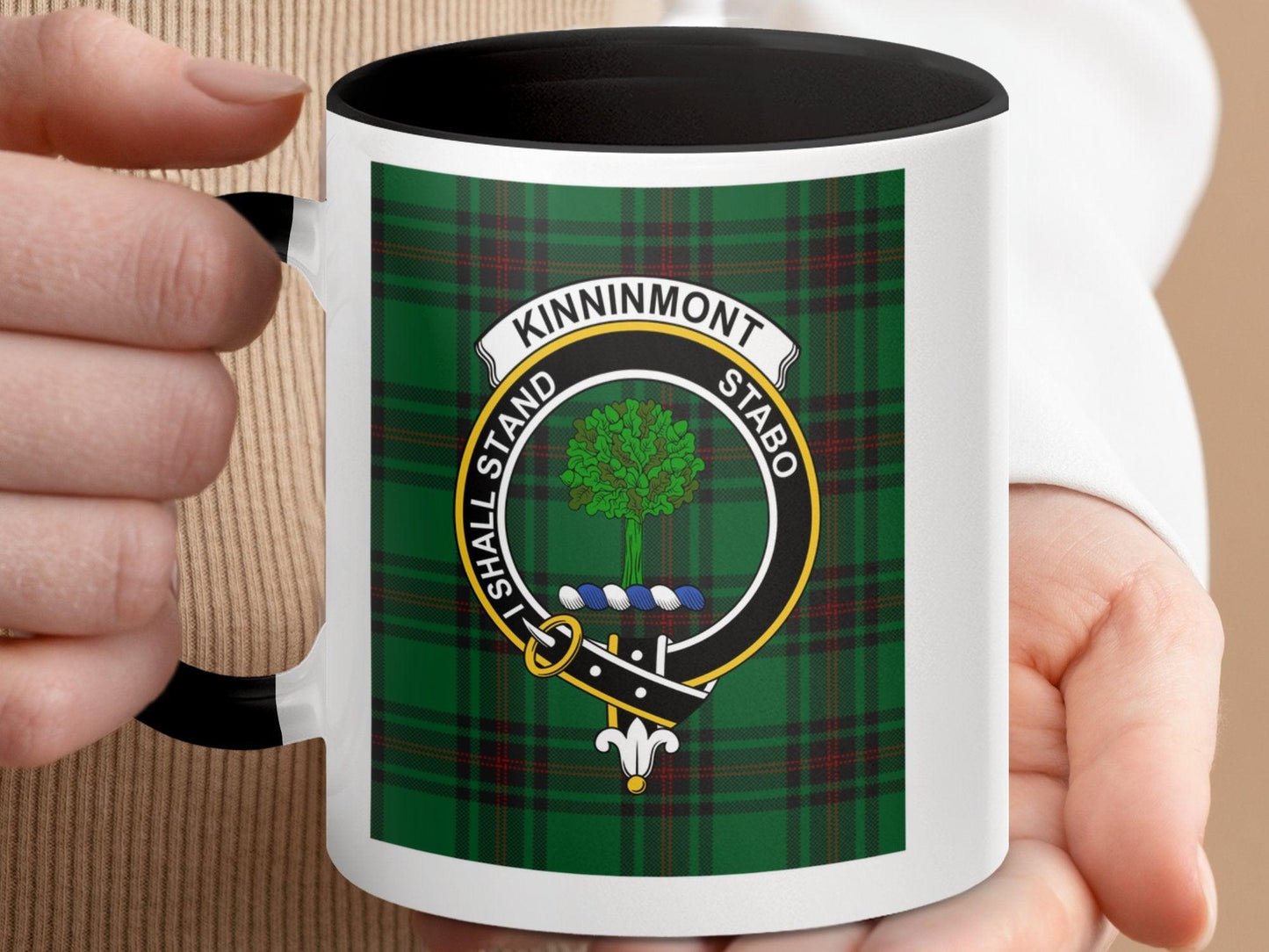 Traditional Scottish Kinninmont Clan Crest Tartan Mug - Living Stone Gifts