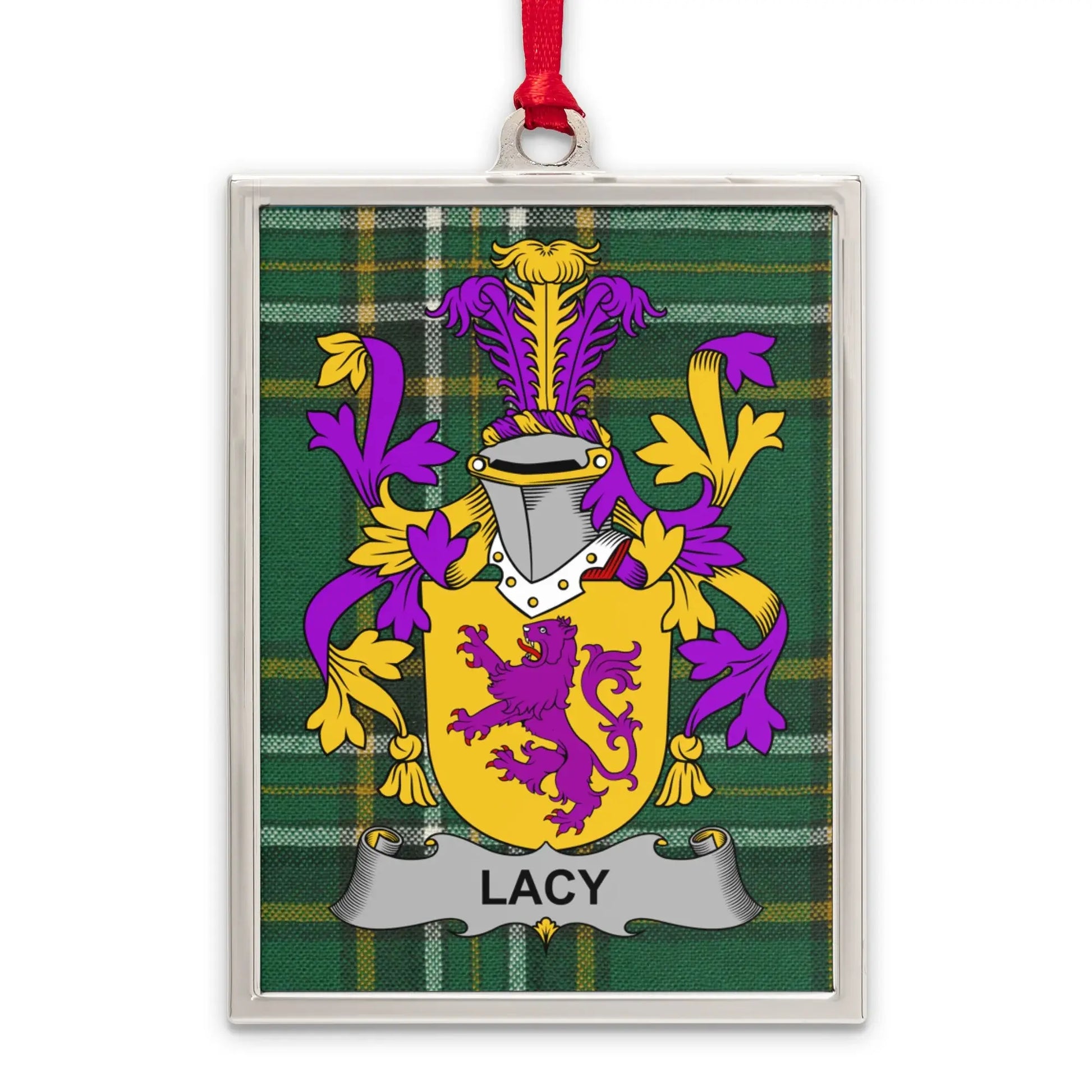 Lacy Family Crest with Scottish Tartan Ornament product