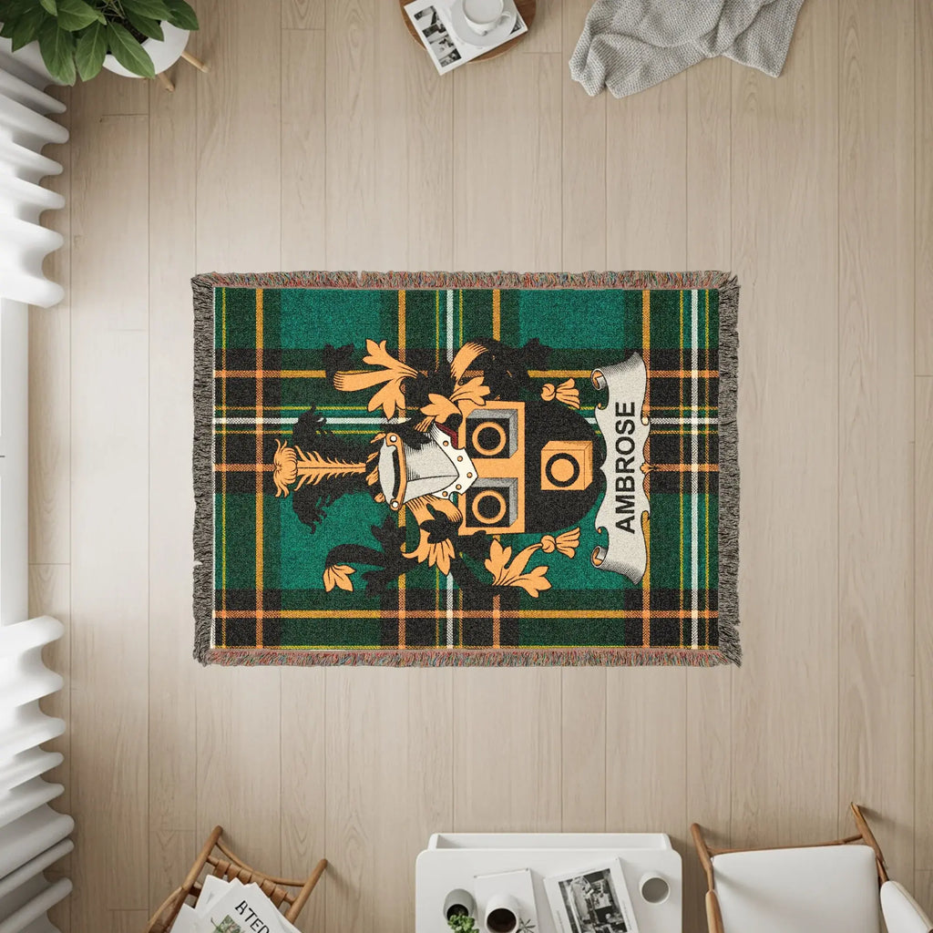 Ambrose Family Crest Tartan Plaid Throw Blanket product type