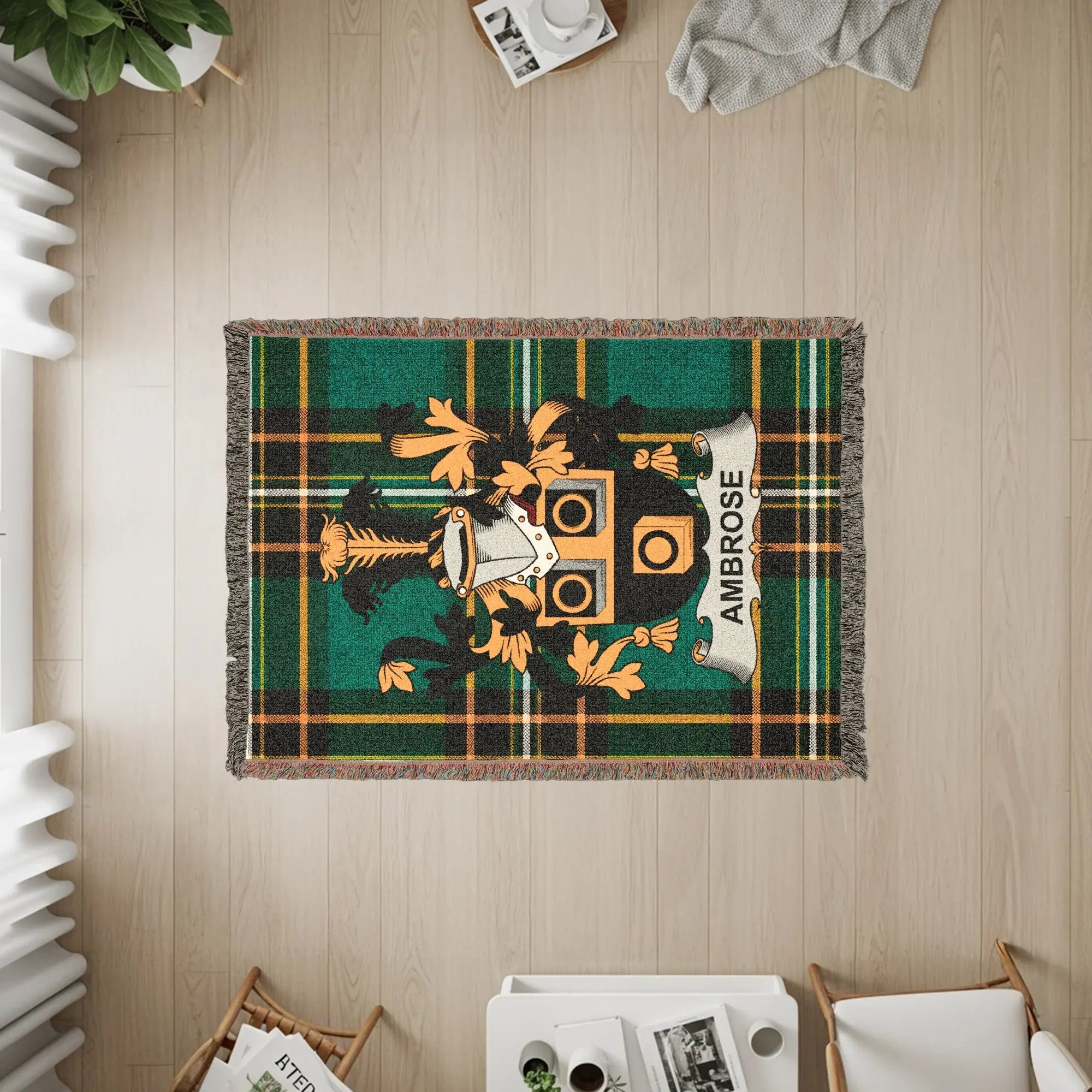 Ambrose Family Crest Tartan Plaid Throw Blanket product type