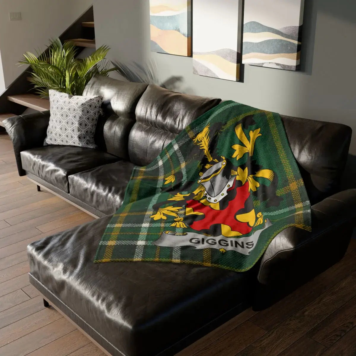 Personalized Family Crest Plaid Throw Blanket product