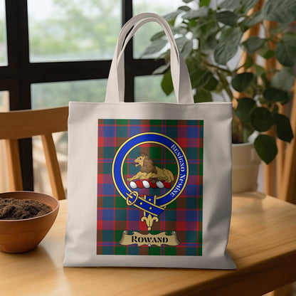 Scottish Clan Crest Tartan Background Rowand Tote Bag - Living Stone Gifts