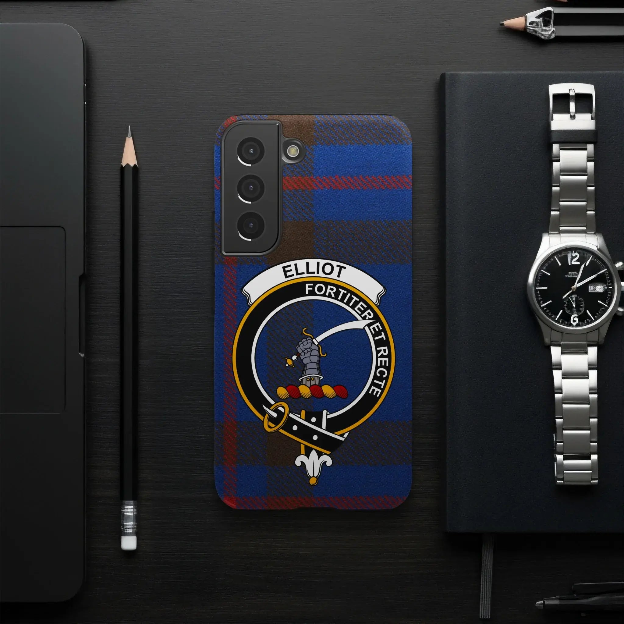 Plaid Pattern Elliot Fortiter Et Recte Phone Case