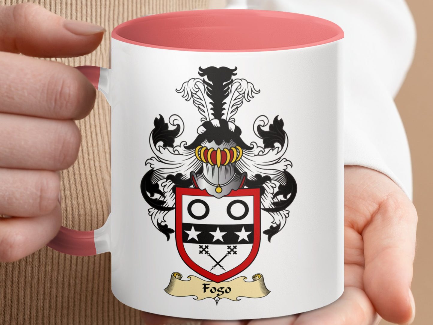 Clan Fogo Scottish Coat of Arms Accent Coffee Mug - Living Stone Gifts