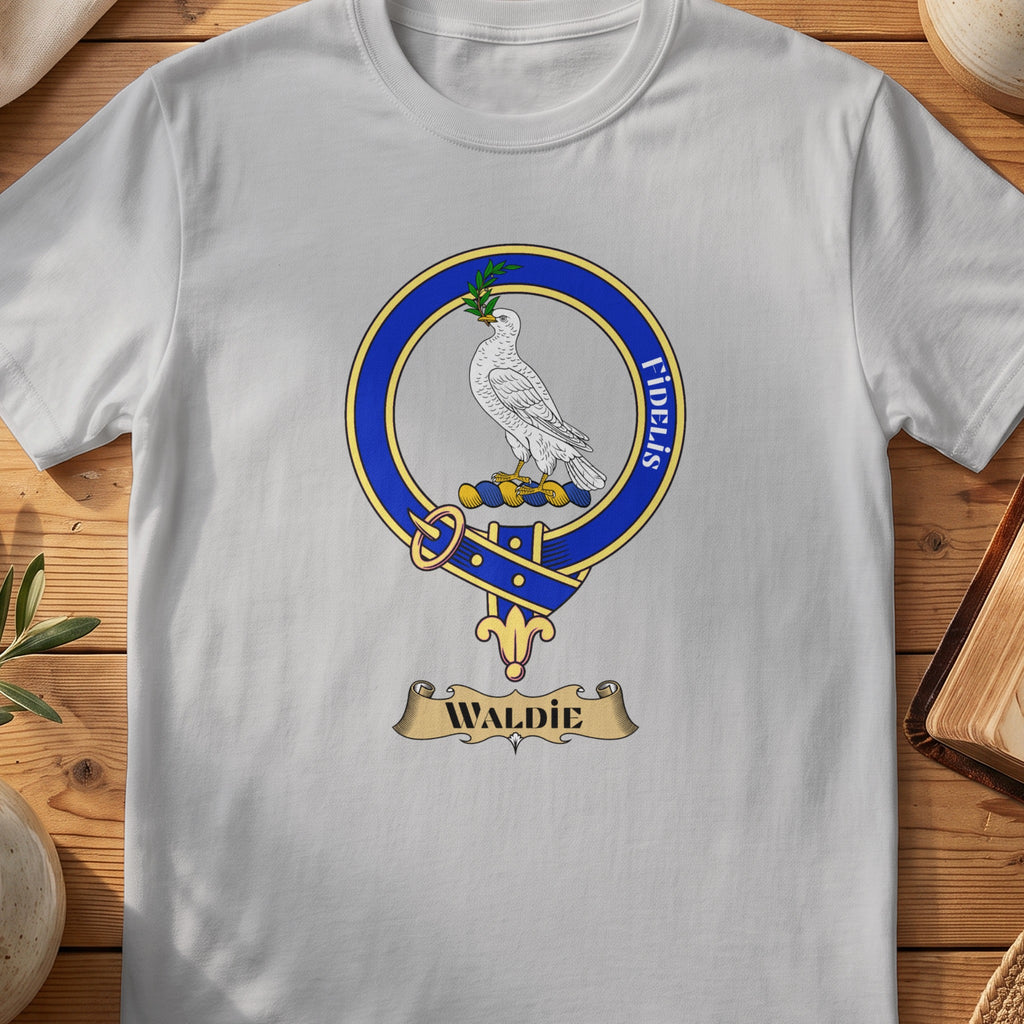 Waldie Scottish clan crest T-shirt in Sport Grey