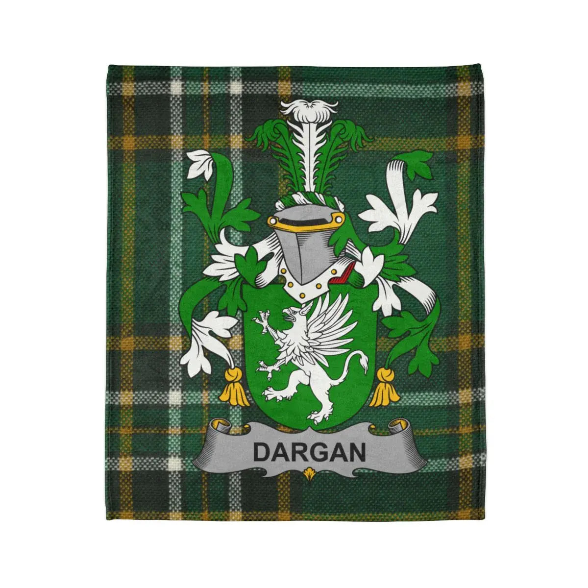 Dargan Family Crest Green and Plaid Tapestry Blanket product