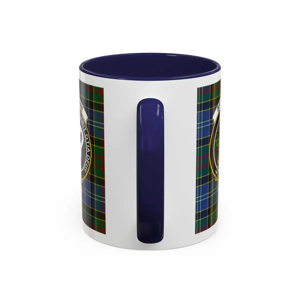 Scottish Tartan Design Blue Handle Ceramic Mug