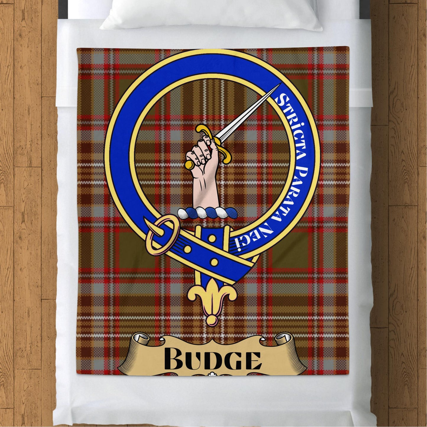 Scottish Clan Budge Crest Tartan Throw Blanket - Living Stone Gifts